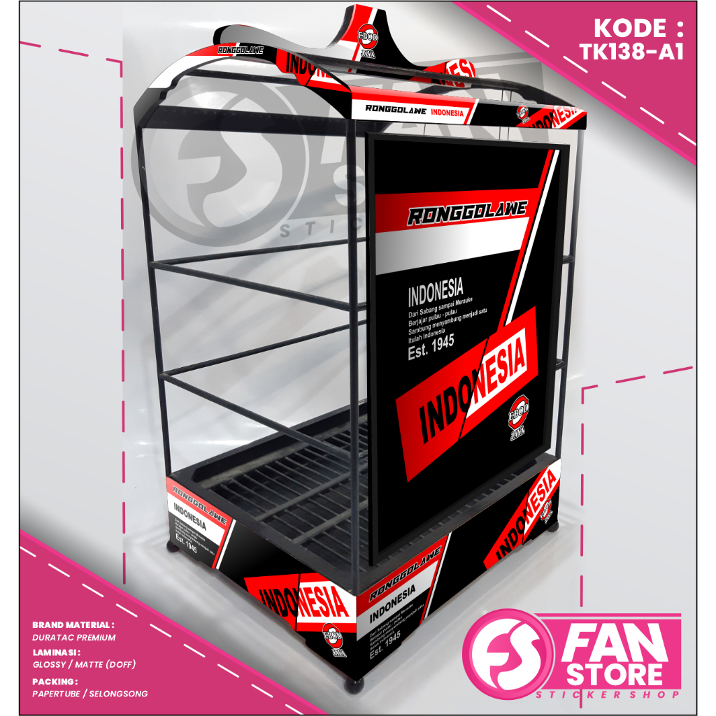 STIKER SANGKAR KENARI KOTAK - STIKER DECAL KANDANG BURUNG KOTAK RONGGOLAWE INDONESIA - KODE TK