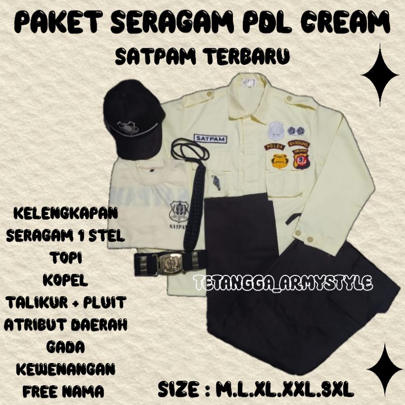 PAKET SERAGAM PDL CREAM LENGKAP/baju seragam,/baju satpam