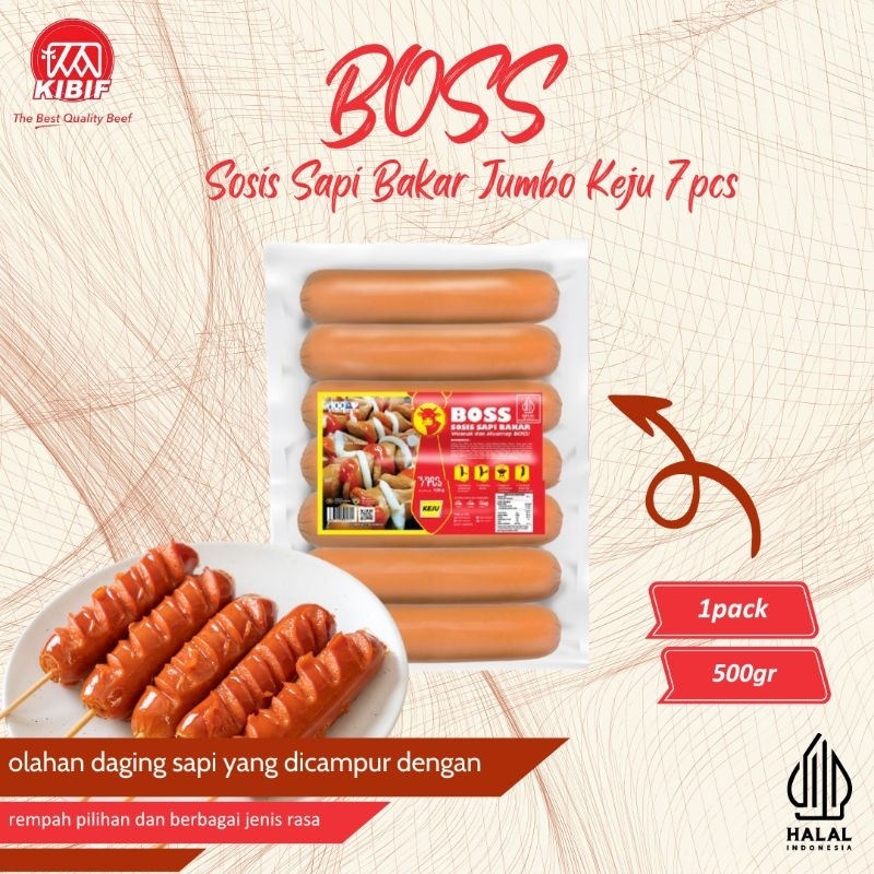 

BOSS Sosis Sapi Bakar Jumbo Keju @ 7 Pcs 550gr