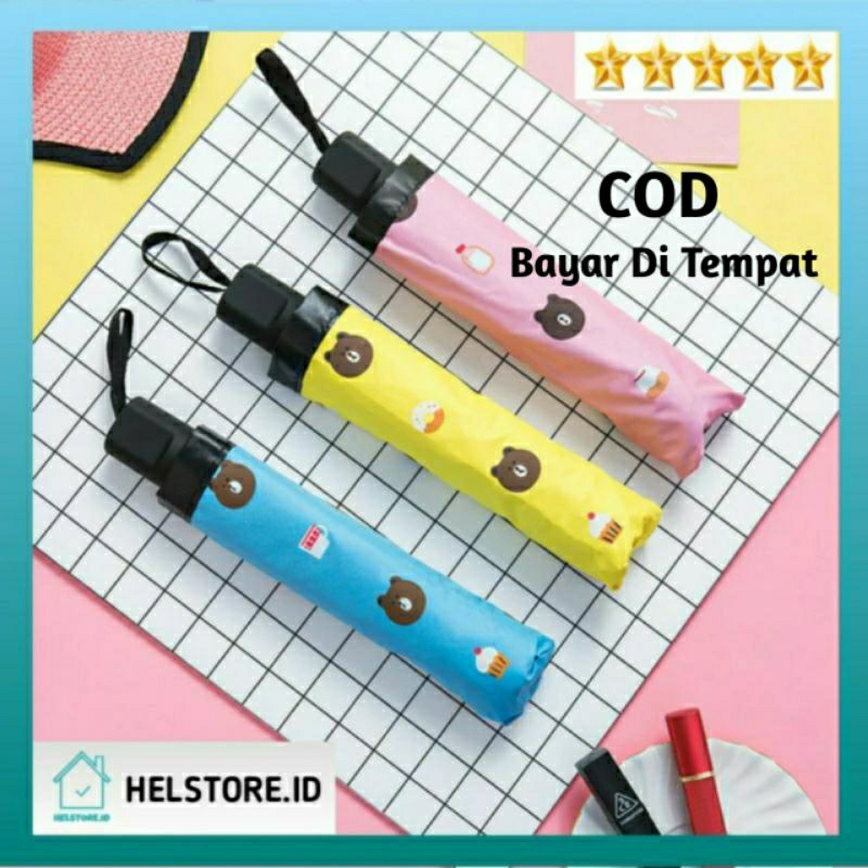 PAYUNG LIPAT 3D MOTIF BERUANG PREMIUM / Payung Lipat Karakter Lucu