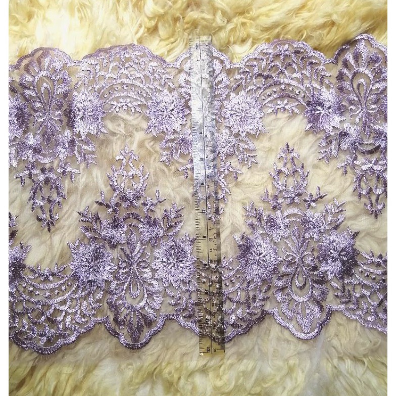 Pasti Murah renda bordir brokat tile pinggiran 2 sisi lebar 3 cm harga per setengah meter PG