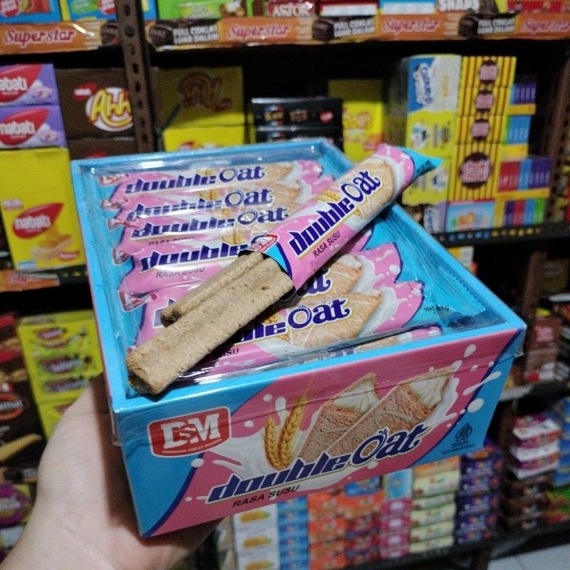 

doubble Oat rasa susu harga 1 box isi 30 pics