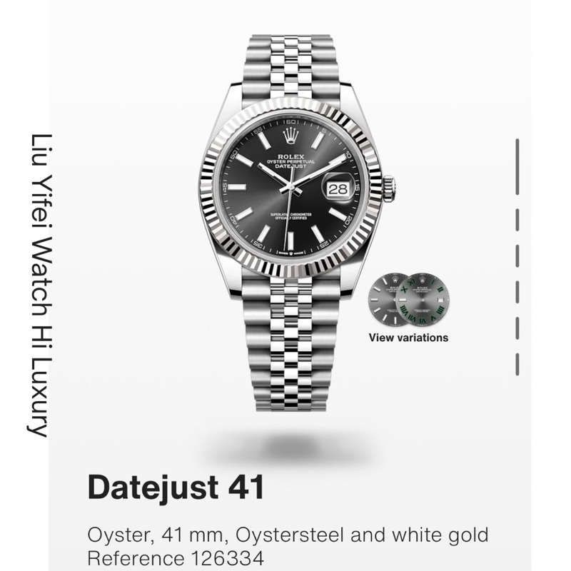 Jam Rolex Datejust 41 126334 Bright Black Dial Stick Markers on Jubilee Bracelet