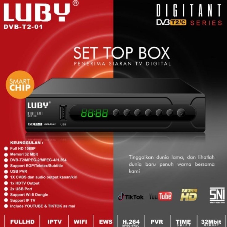 RQi Luby Set Top Box DVBT2C Receiver TV STB Digital DVB T2