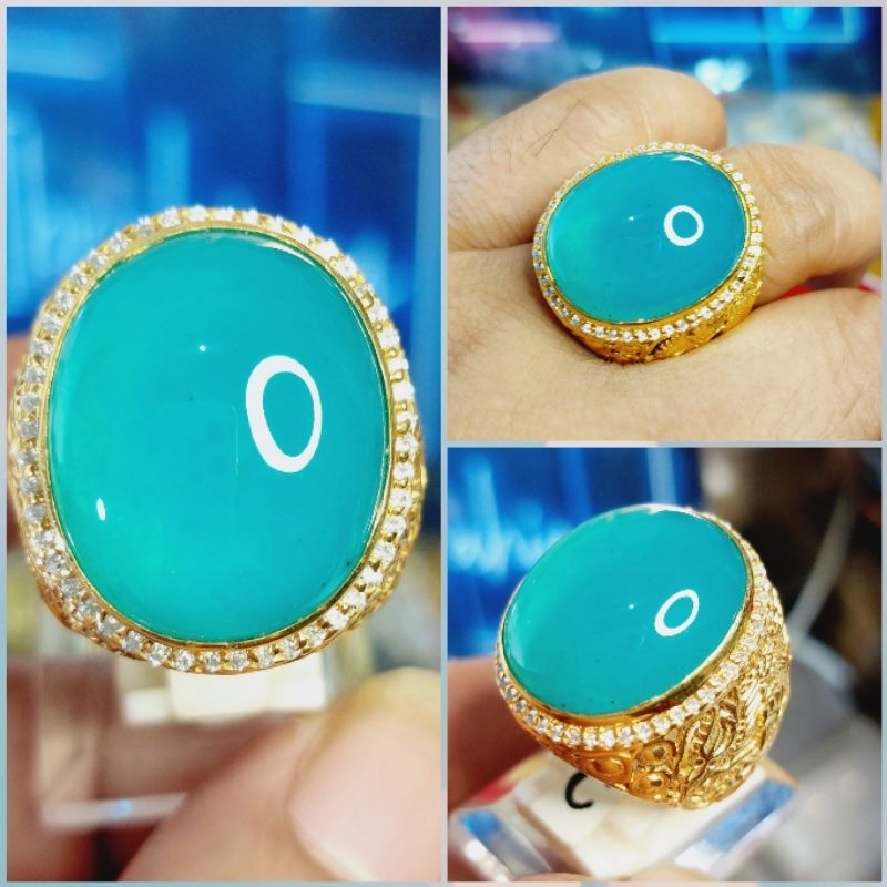 Eksklusif Natural Bacan Doko Istimewa Top Colour Ring Perak Ukir Naga
