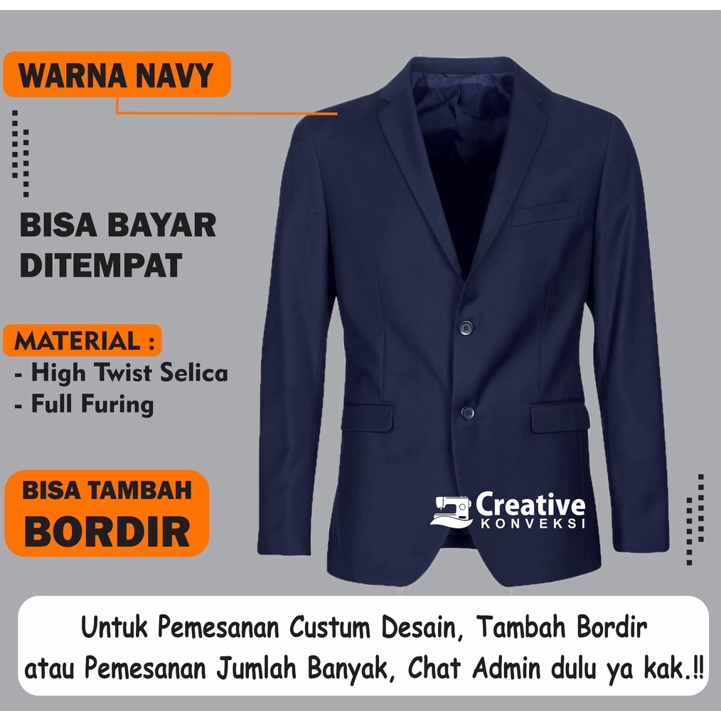 Super Sale Jas Almamater warna biru dongker  navy Jas Sekolah blazer navy  jas pondok pesantren  jas