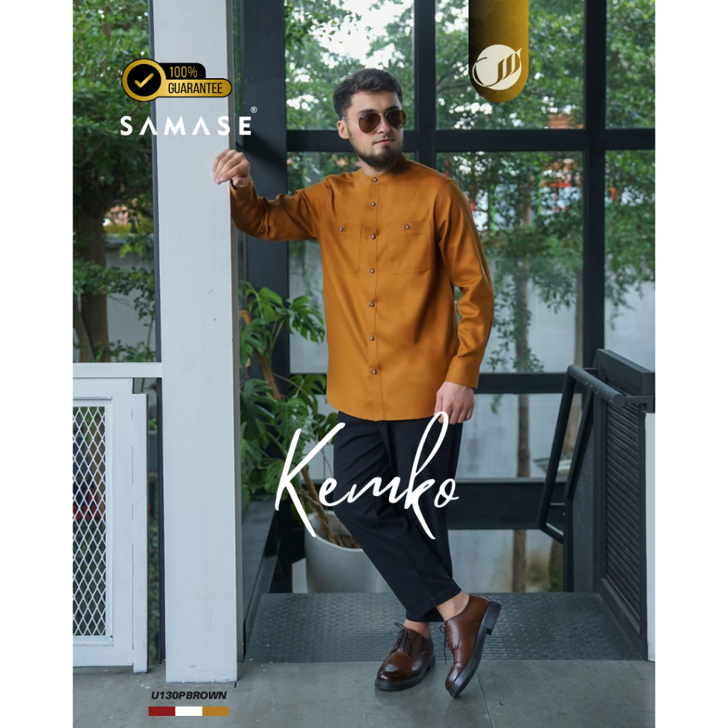 SAMASE Tripel Stitch Kemko U130P Kemeja Koko Baju Koko Muslim Pria Dewasa Lengan Panjang