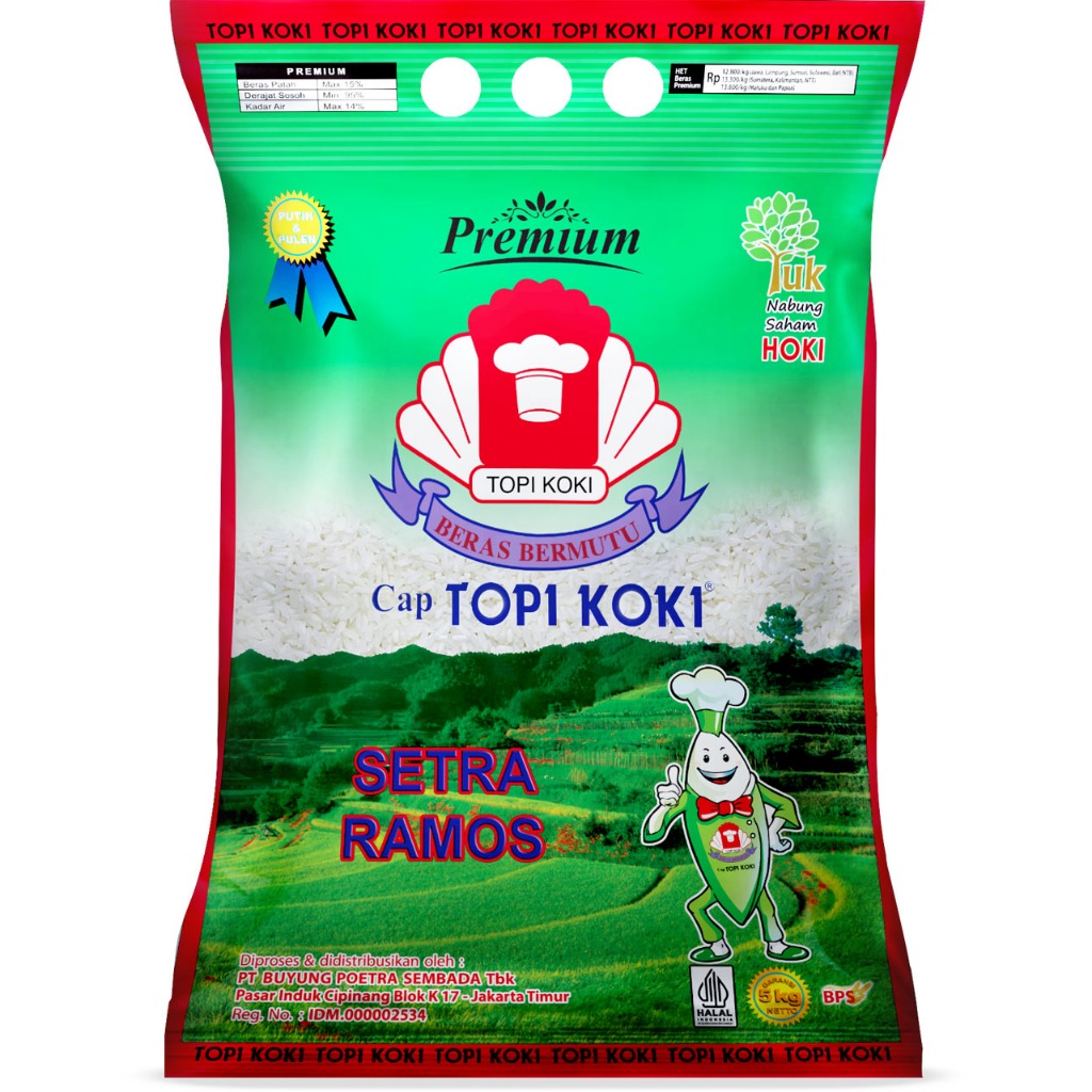 

Beras Pulen Enak / Beras TOPI KOKI SETRA RAMOS 5 Kg Sameday / Instant