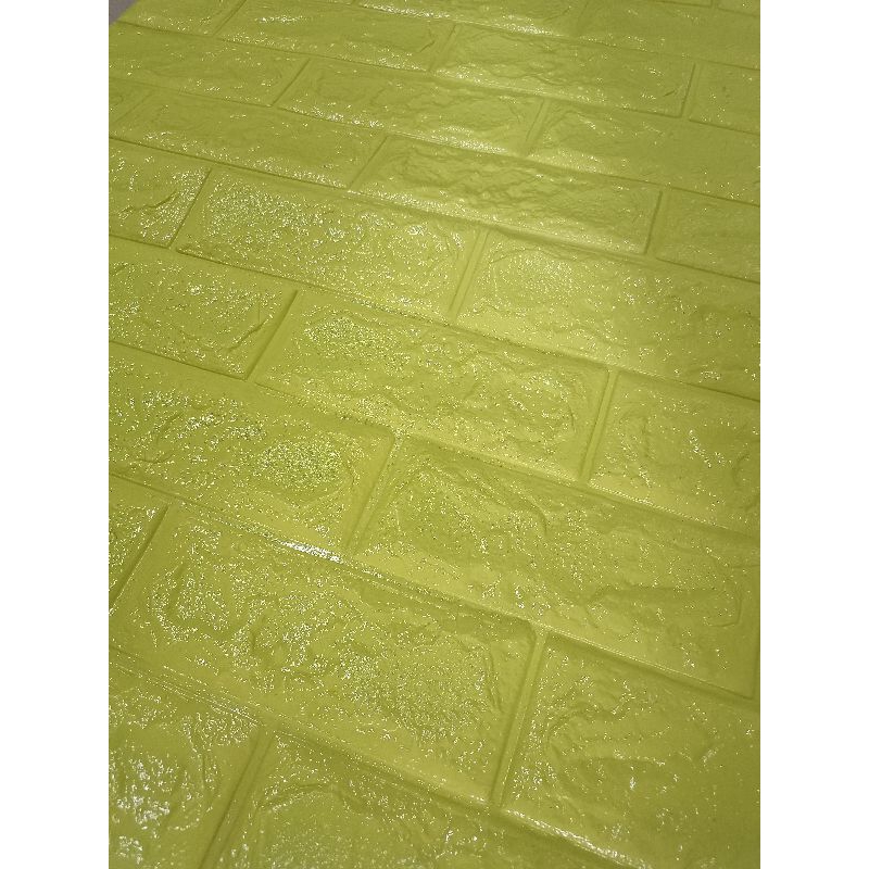 PROMO MURAH PER 4 LEMBAR WALLPAPER FOAM FOAMBRICK WARNA KUNING STABILO