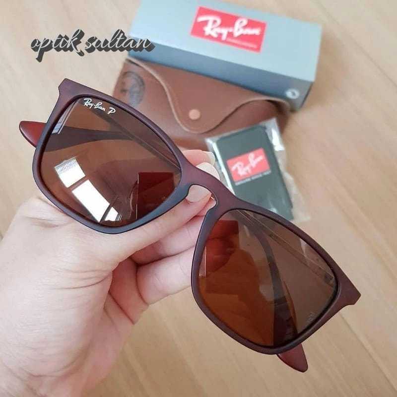 Kacamata RAYBAN CHRIS RB4187 Lensa Polarized Brown Dof Mewah Branded Authentic Sunglasses