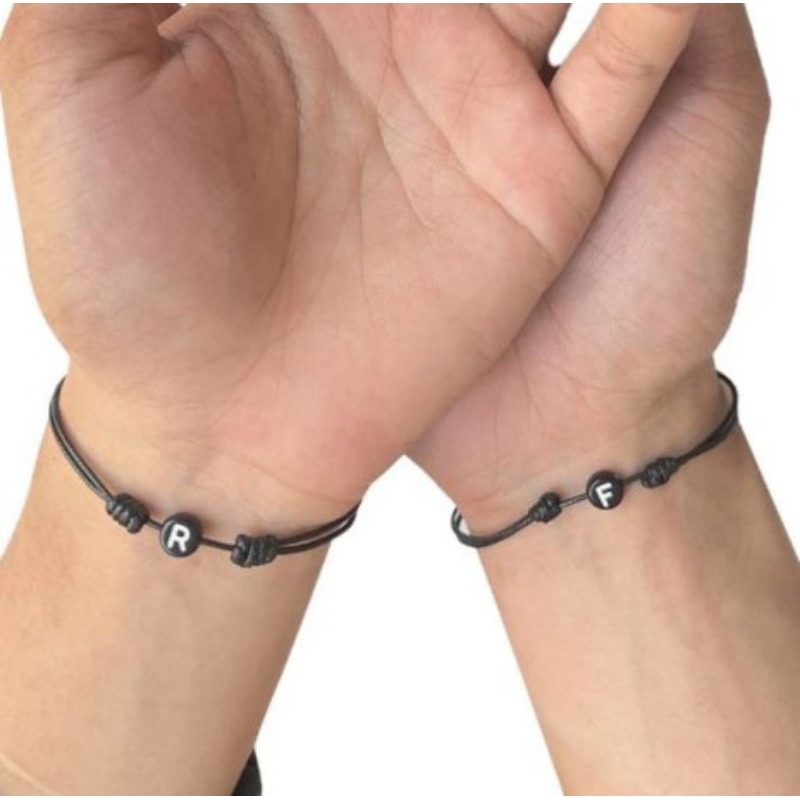 Gelang Couple Pasangan Bracelet Inisial Nama Tali Anti Air