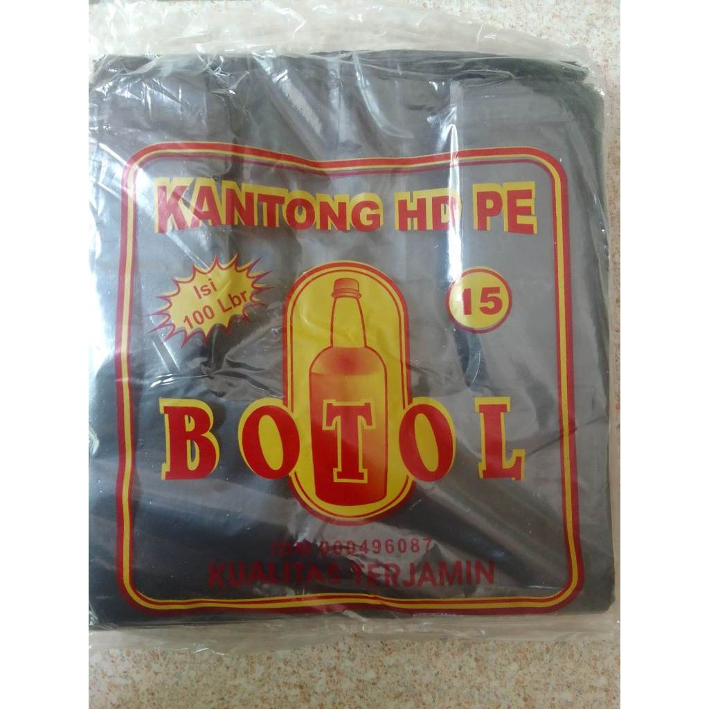 Kantong Plastik/Kantong Kresek/Kresek Hitam/Kresek Botol Ukuran 15 Isi 100 Lembar