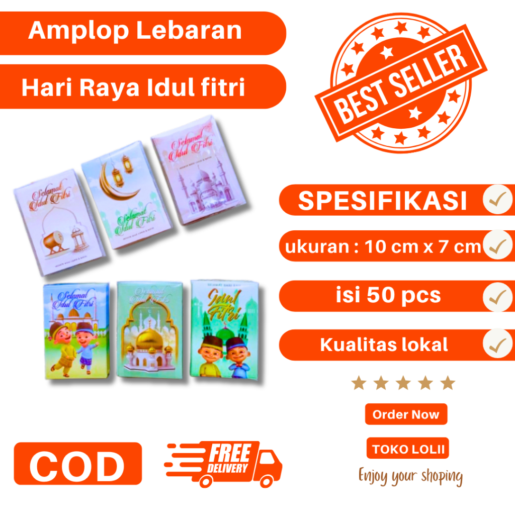 

Amplop Lebaran Hari Raya Idul Fitri Angpao Eid Mubarak 50 pcs Varian Random