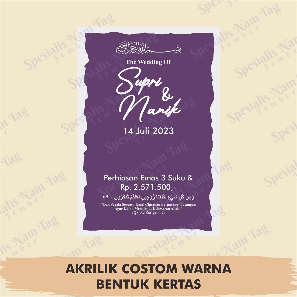 Akrilik Kertas Sobek Dekorasi Hiasan Aksesoris Mahar AKRILIK BACKGROUND BENTUK KERTAS Dekorasi Perni