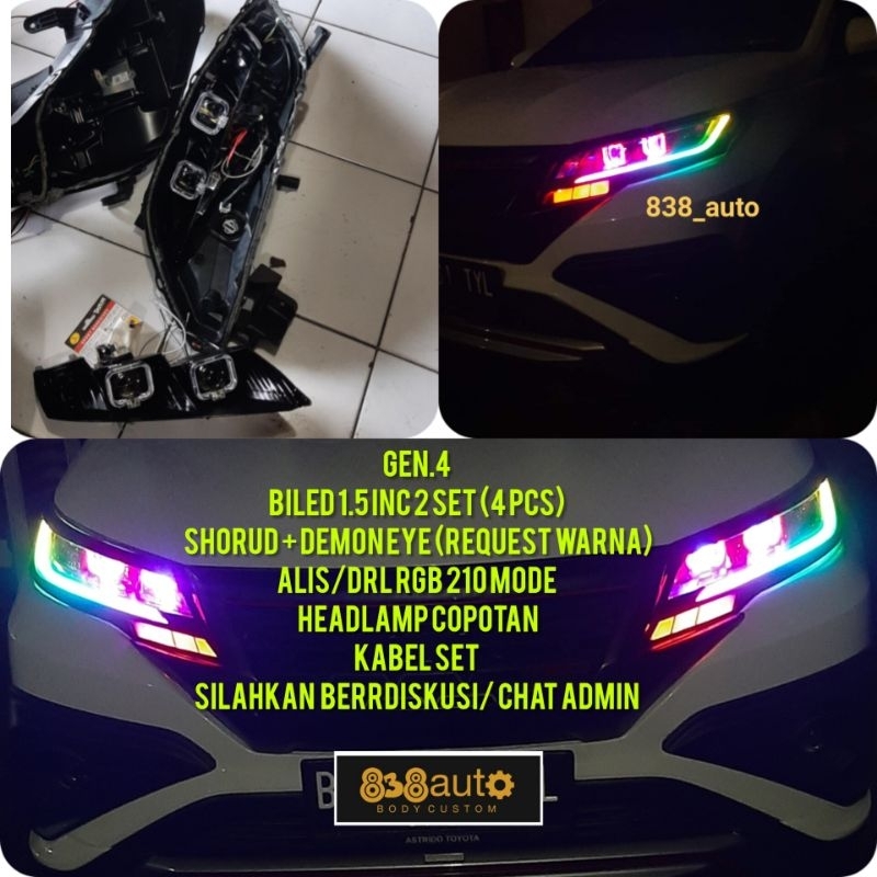 headlamp custom (2 mata) all new rush terios