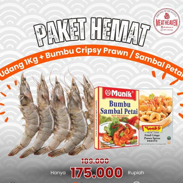 

Paket Hemat Udang 1KG + Bumbu Crispy Prawn/Sambal Petai