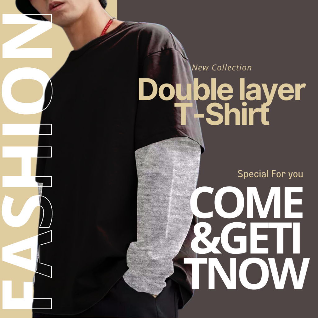 Kaos Oversize double layer lengan panjang custom sablon