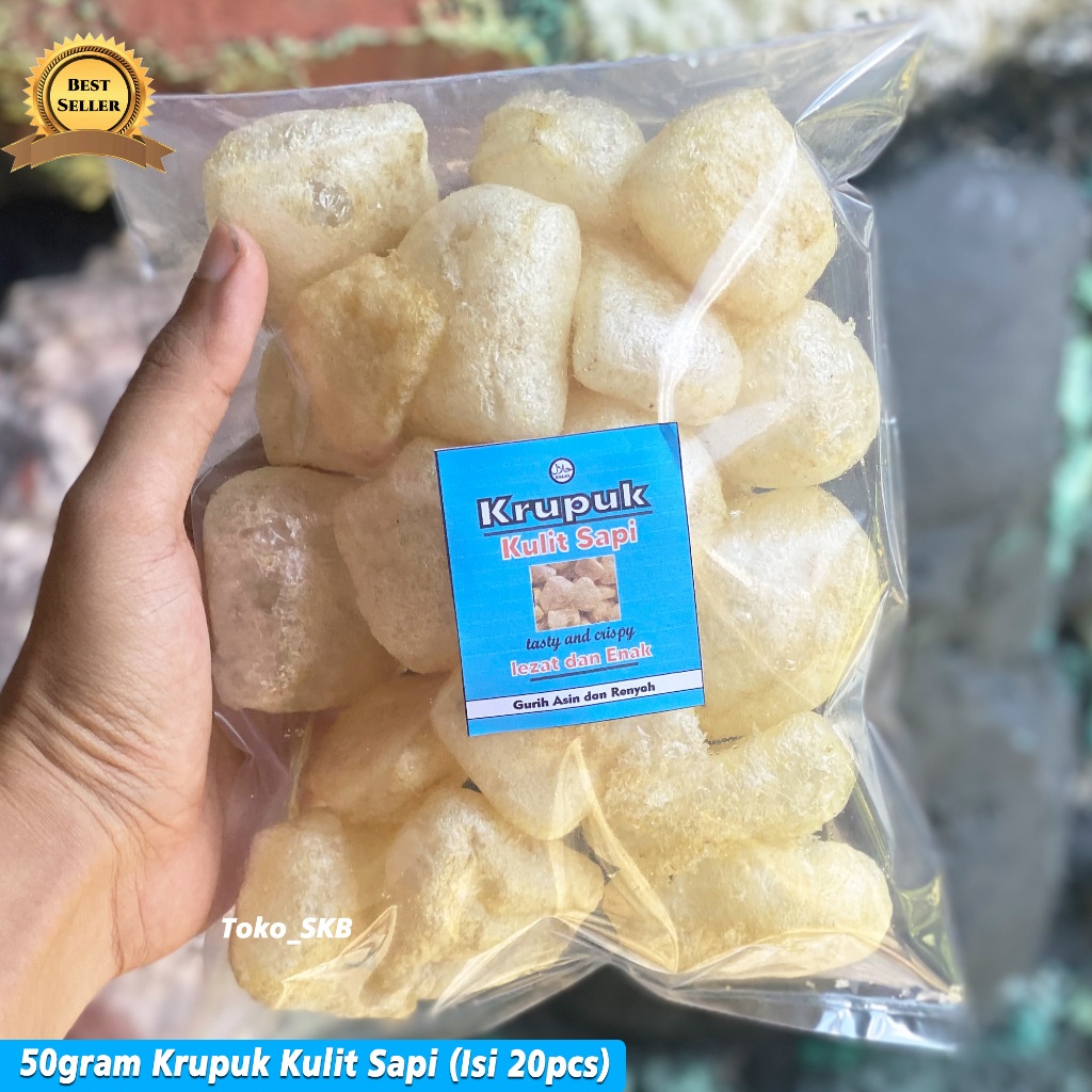 

Krupuk Kulit Sapi 50gram Gurih Renyah Uenak Kres Dimulut