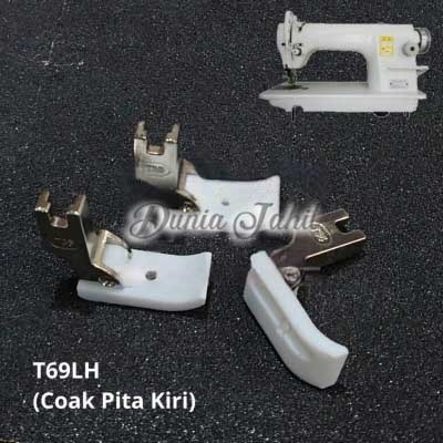 T69LH Sepatu Teflon Coak Kiri Pita Paiping Mesin Jahit Industri