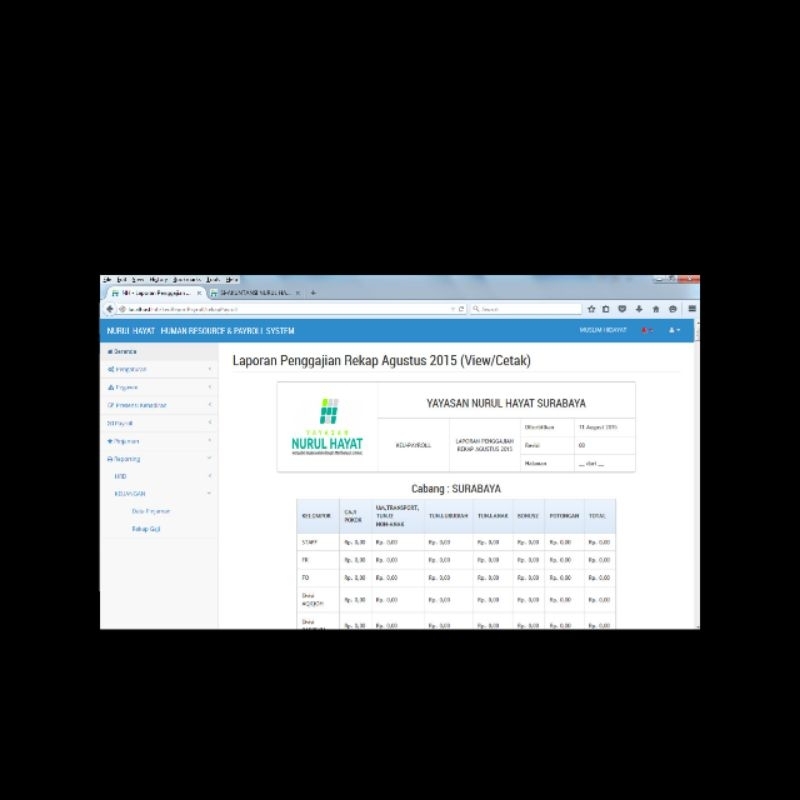 Software Manajemen HRD dan Payroll Lembaga Sosial
