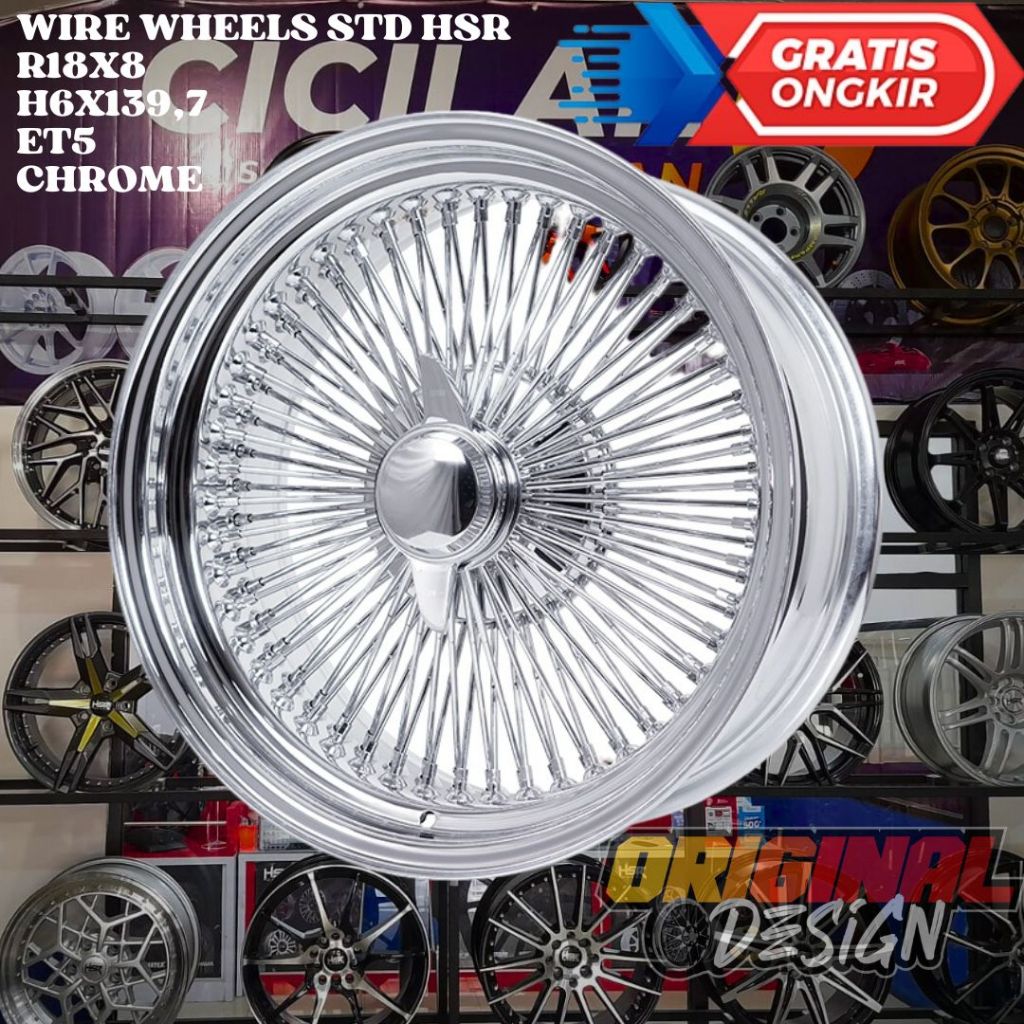 Velg Mobil Ring 18 HSR WIRE WHEELS STD R18 LEBAR 8 LOBANG 6 ET5 CHROME