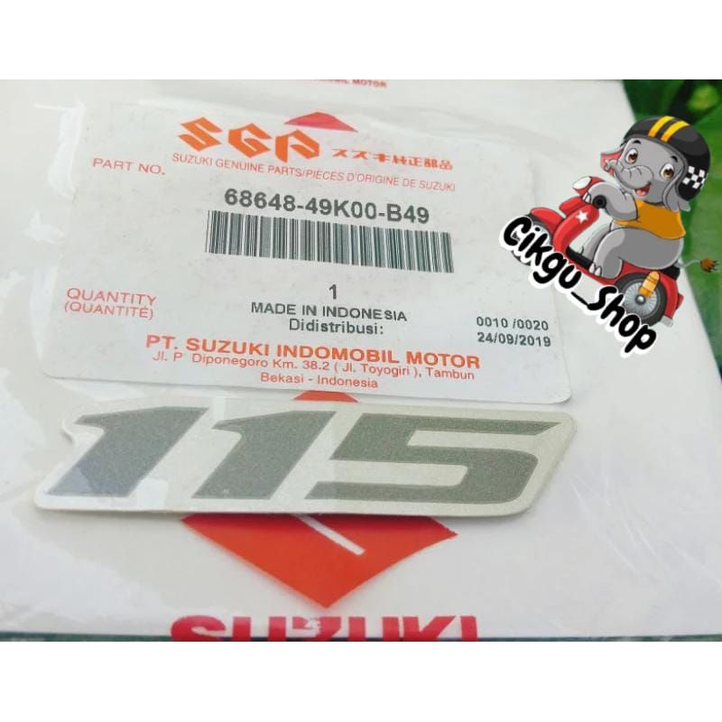 Stiker tulisan 115 suzuki NEX 2, II,,Bisa untuk Semua motor Suzuki,,Original SGA 100%