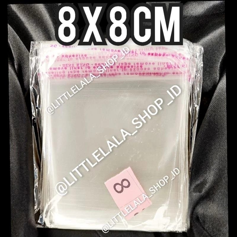 

Plastik Opp Lem 8x8cm / Plastik Kaca Lem untuk Bakery,Undangan,Roti,Amplop,Angpao