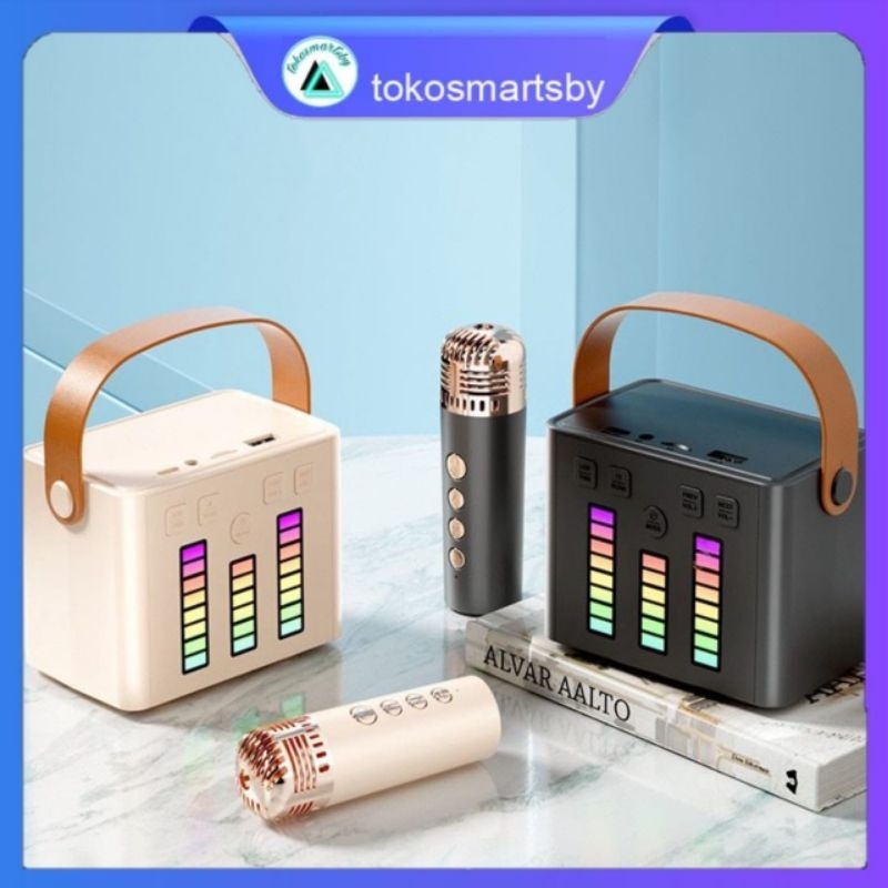 Speaker Bluetooth LED 2 MIC 1SET Karaoke Speaker KTV Cute Wireless Lucu Portable Luar Ruangan Speake
