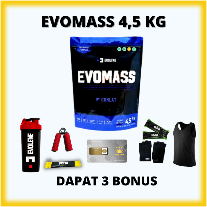 

Evolene Evomass Coklat Hazelnut 4500gr/20x serving + Free Shaker - Penambah massa otot