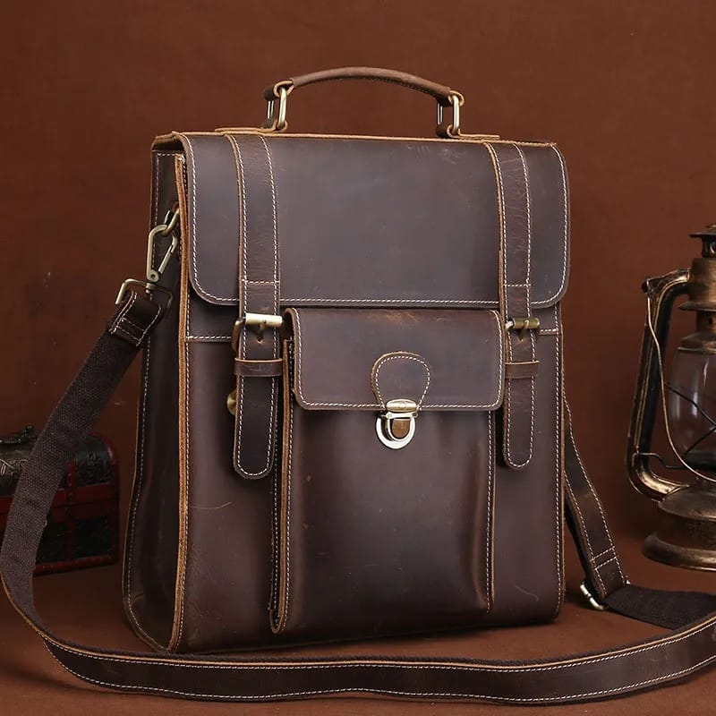 Tas Ransel Pria - Tas Selempang Bahu Retro Kulit Asli Garut
