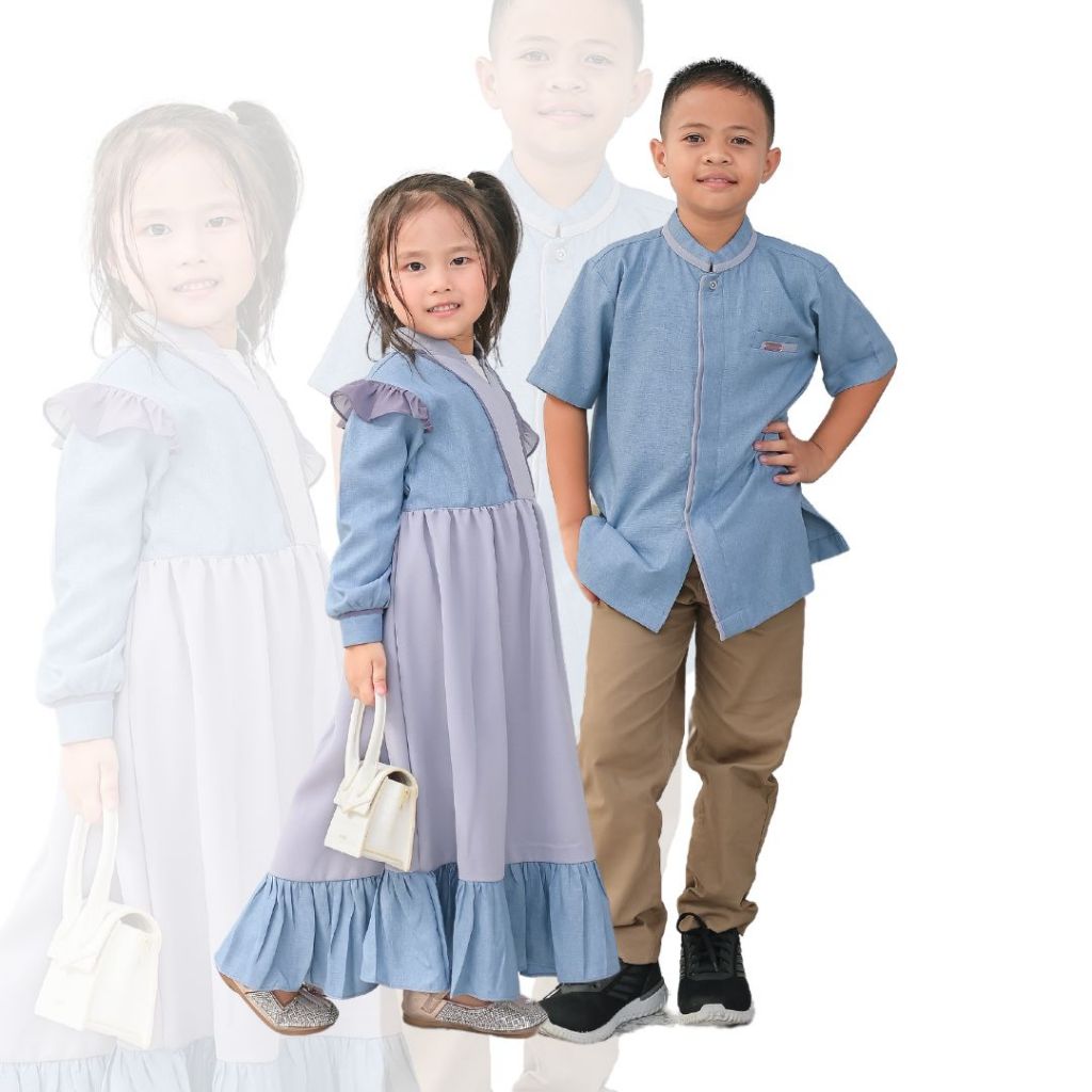 SUKAHIJAB - Sarimbit Damar Wulan Couple Gamis dan Koko Anak Lebaran 2024 Model Terbaru Baju Anak Per