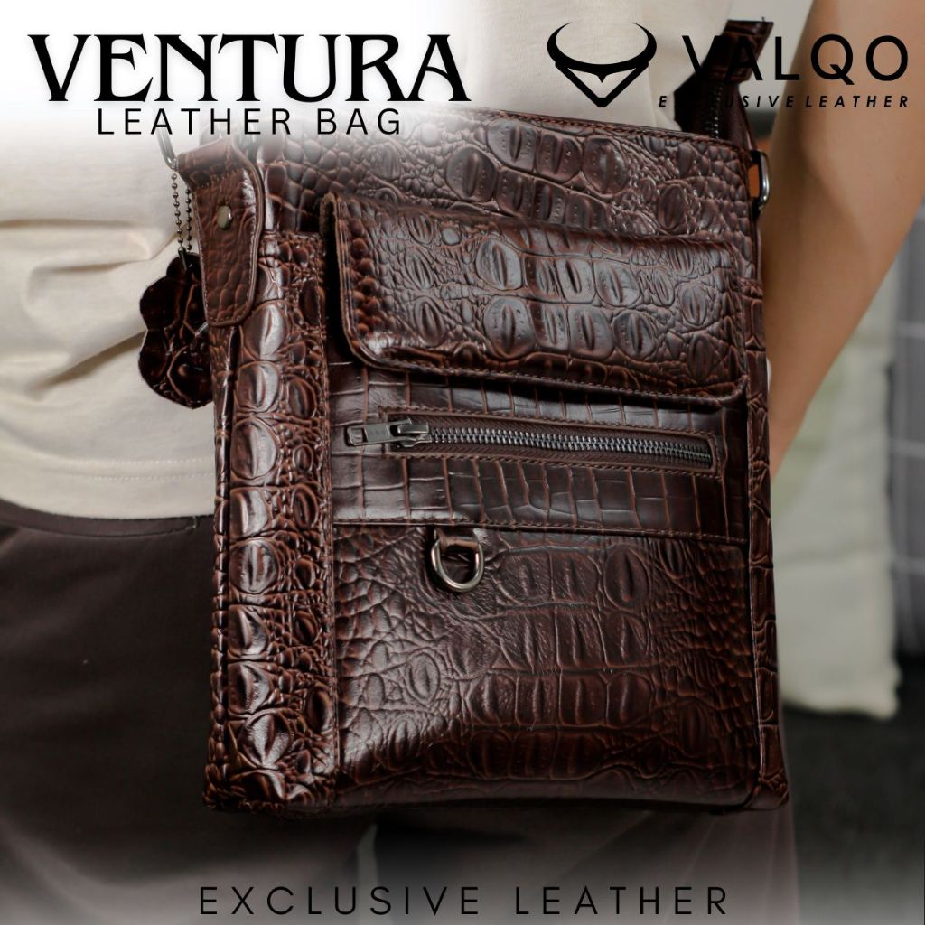 VALQO VENTURA Tas kulit sapi Selempang Slingbag Cowok Pria Laki-Laki