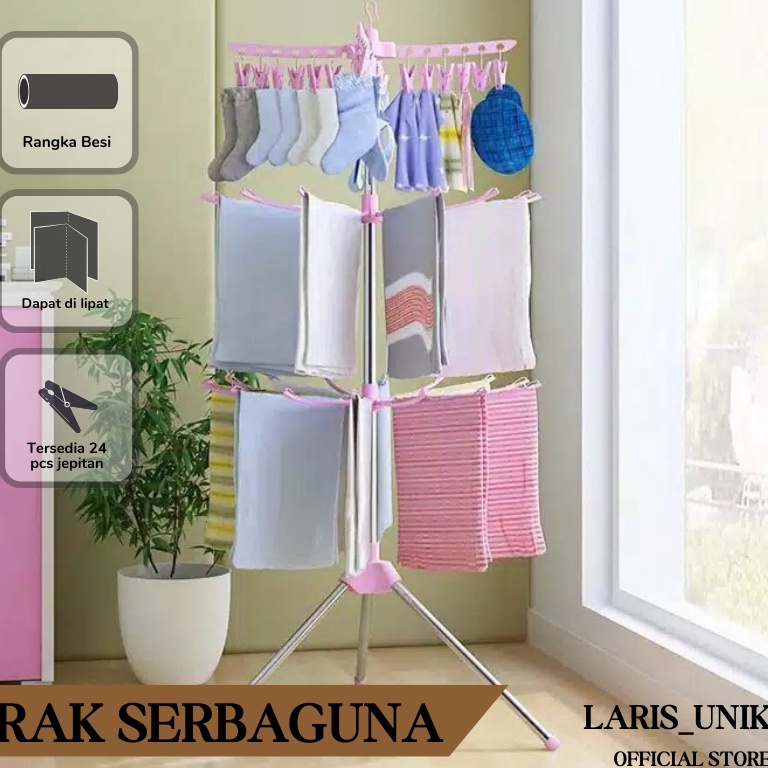 Belanja sekarang LarisUnik BANTING HARGA Jemuran baju Menara 16 Jarijari 3 Tingkat Gantungan Baju Ba