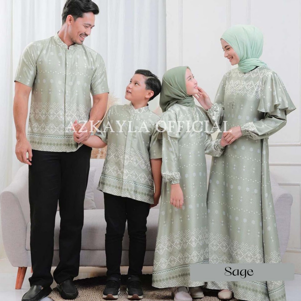 Pasti Murah  Azkayla Aluna Sarimbit Keluarga Lebaran Gamis Motif Pesta Kondangan Mewah Terbaru Bahan