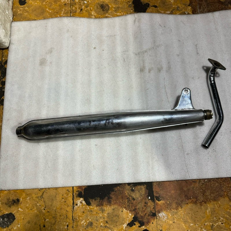 Muffler Knalpot set dengan Leher Asbes Mur Sarangan silencer Yamaha V80 Platina CDI robot super delu