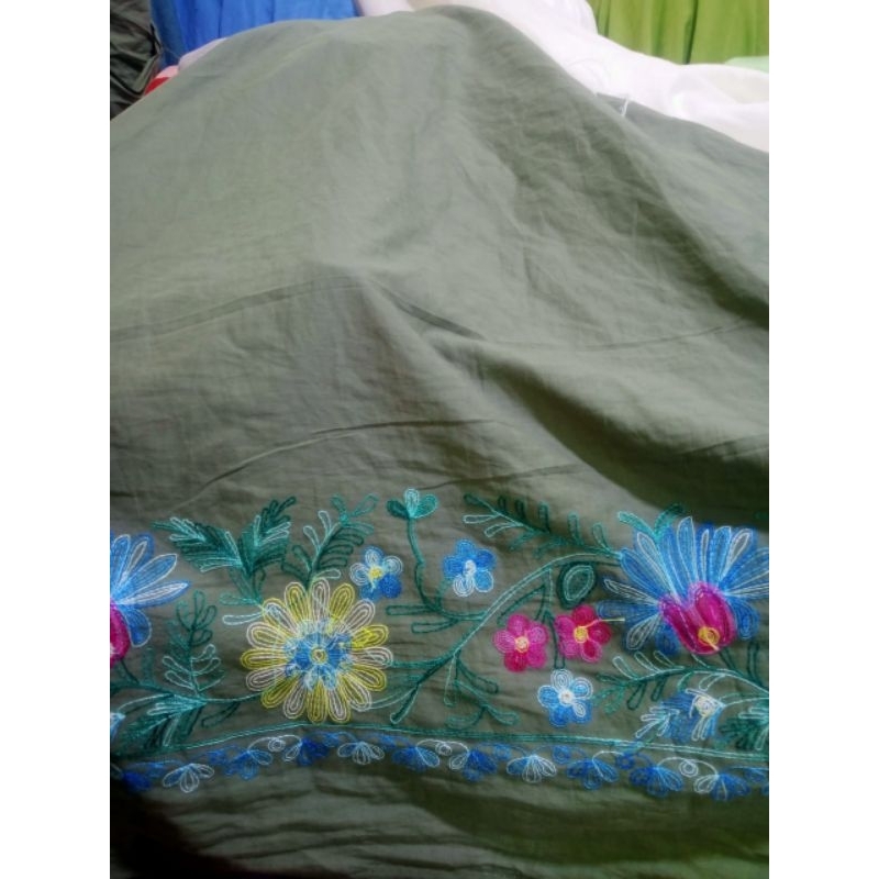 bahan/kain katun bordir motif pinggir