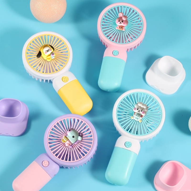 BTS BT21 Kipas Angin Mini Genggam Bentuk Karakter Lucu Rechargeable USB Kipas Angin Mini Cute Karakt
