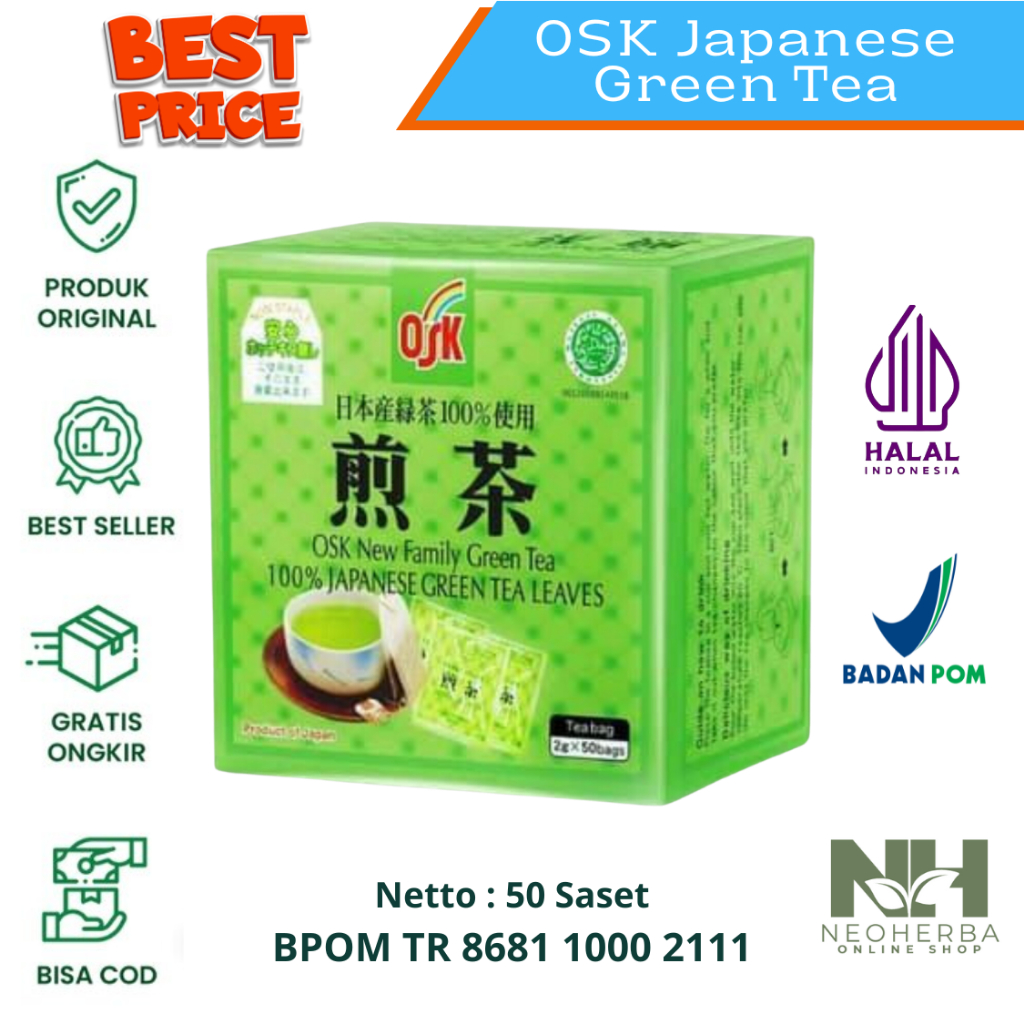 

Teh Hijau Green Tea Jepang / OSK Japanese Green Isi 50 Saset