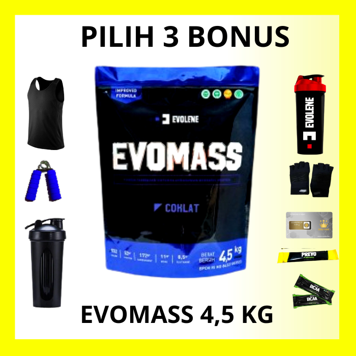 EVOMASS 10 LBS EVOLENE GAINER EVOMASS  BPOM HALAL 4.5KG KILO GRAM MAS GAIN BERAT BADAN COKLAT / HAZE