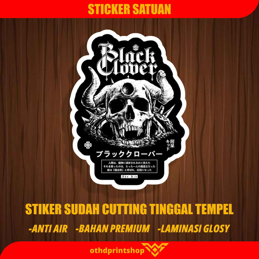 

Stiker Sticker BLACK CLOVER Sticker Satuan Tinggal Tempel stiker princutt Stiker Bahan Vinil Tahan Air Waterproof