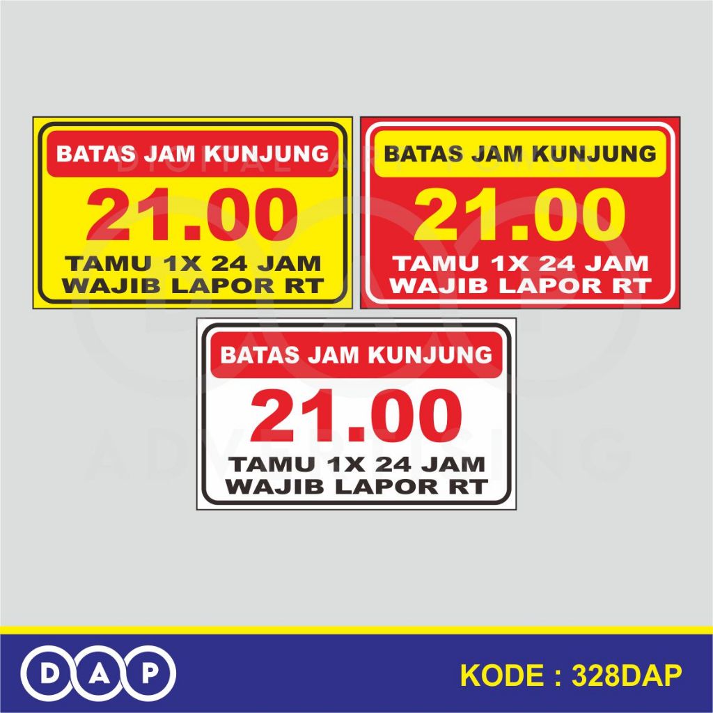 

328 - STIKER BATAS JAM KUNJUNGAN - 25 X 15 CM - VYNIL - TERBAIK