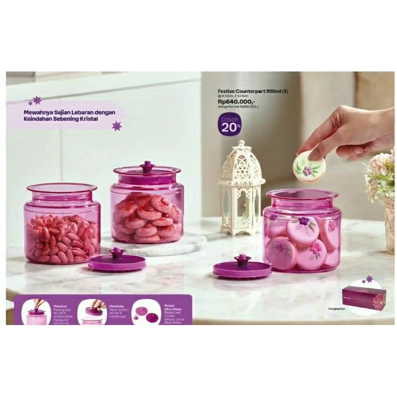 SALE  COUNTERPART 900 ML SET ISI 3 - TUPPERWARE PROMO 2024 - TOPLES KRISTAL AKRILIK PREMIUM