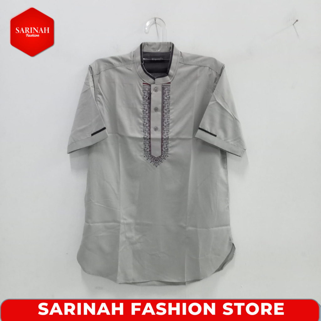 Baju Kurta Kerah Shanghai Pria Lengan Pendek Ukuran M - XL Terbaru