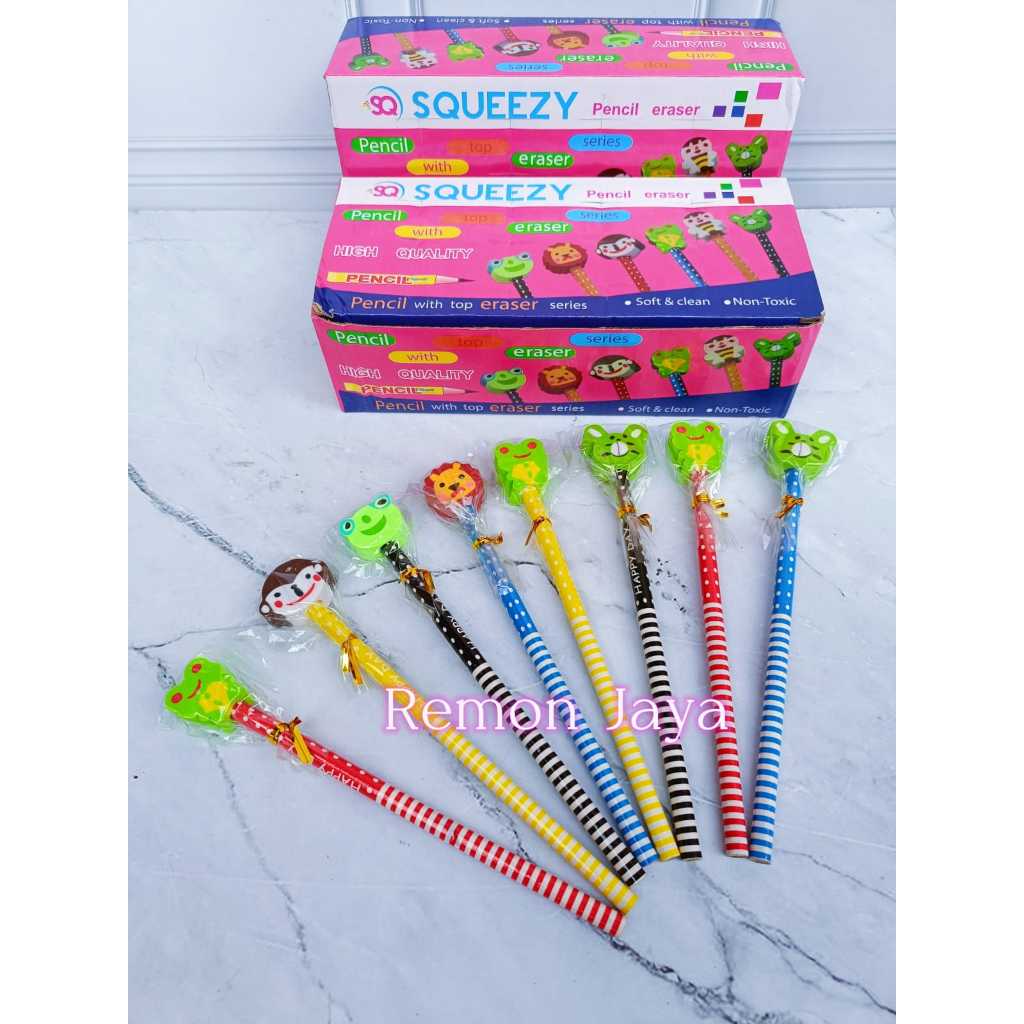 

24 PCS 1 BOX Pensi Ada Penghapus Karakter Unik Lucu / Pensil Fancy / Pensil Penghapus S5691 / Pensil Karakter + Penghapus Pensil Lucu