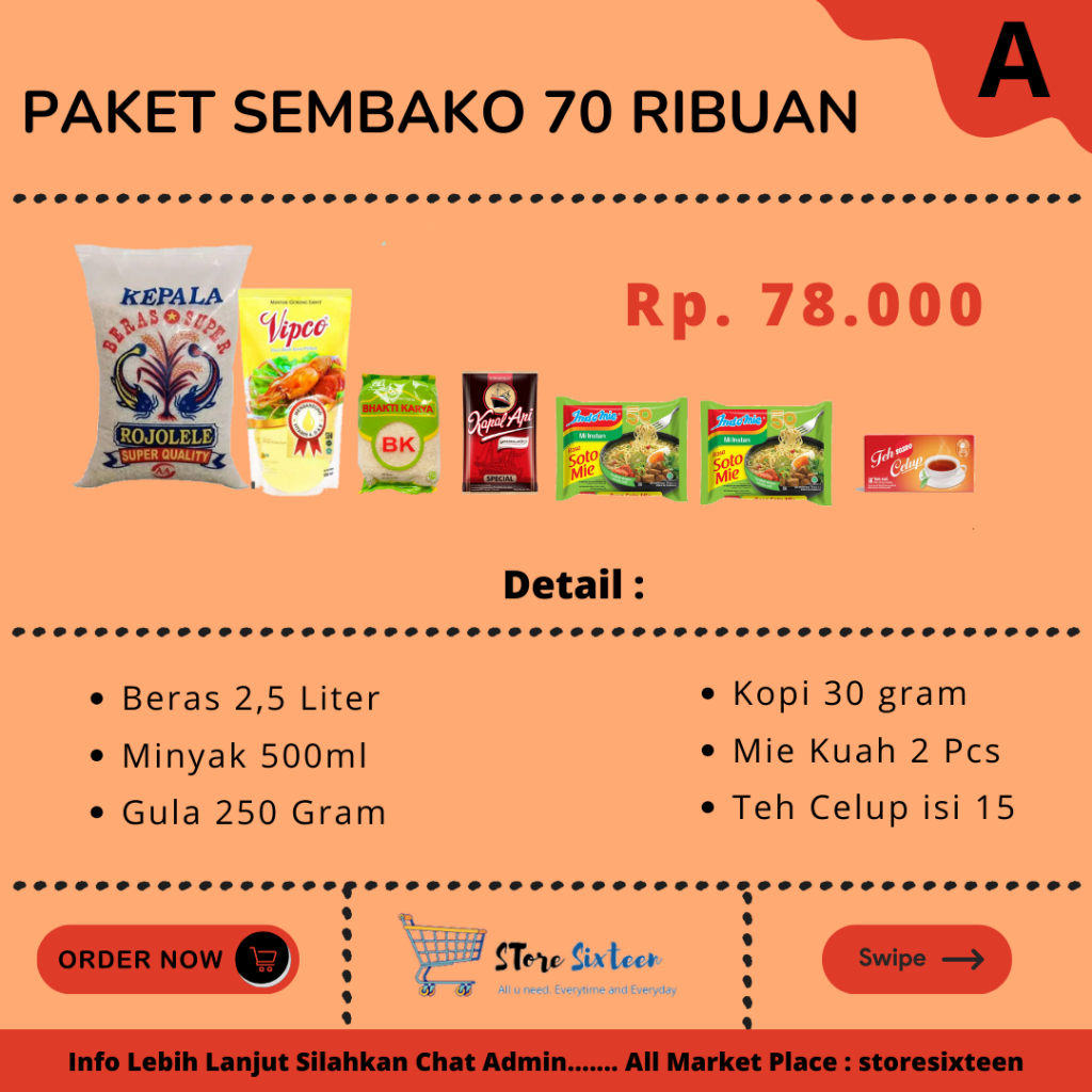 

Paket Sembako Murah 70 Ribuan A / Paket Sembako Murah By Storesixteen