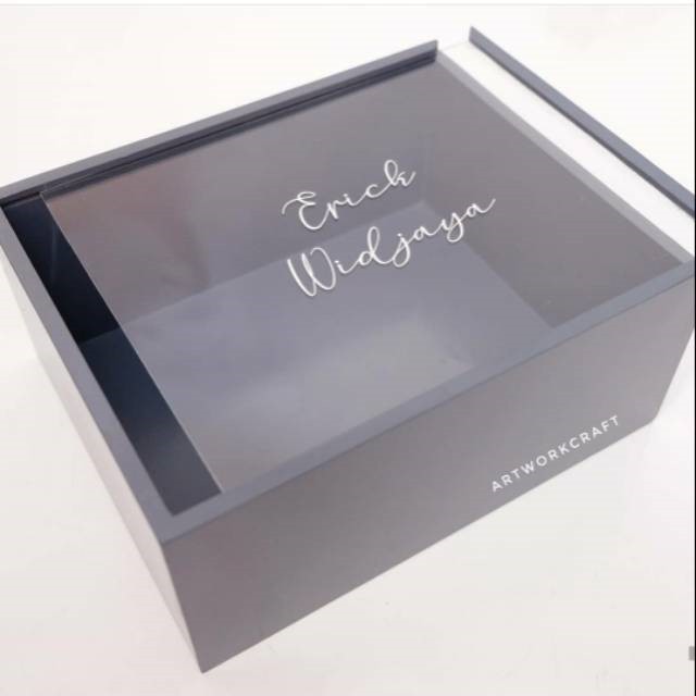 Kotak Box Kayu SLIDING ACRYLIC custom uk 40x45x15