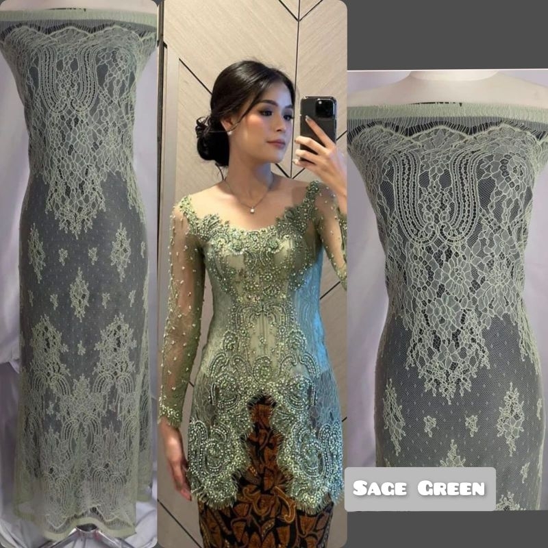 Chantilly Lace, Bahan Chantilly, Bahan kebaya wisuda, lamaran, pernikahan