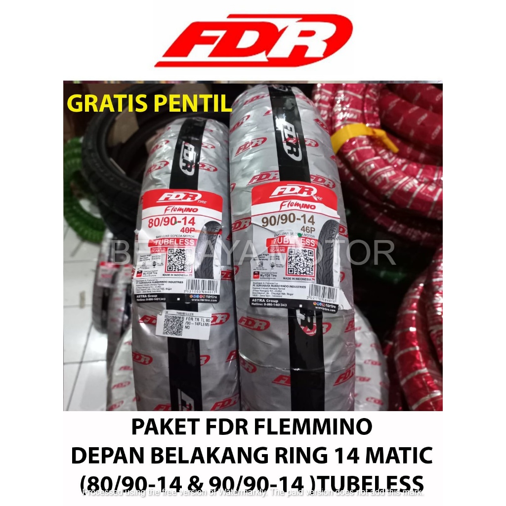 PAKET BAN RING 14 FDR FLEMINO TUBELESS 809014 909014 GRATIS PENTIL