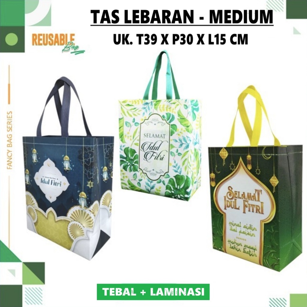 

Tas Lebaran Bingkisan Selamat Hari Raya Idul Fitri | Tas Parcel Lebaran Laminasi | Goodie Bag Idul Fitri (Ukuran MEDIUM 30x15x38) Bahan Kuat