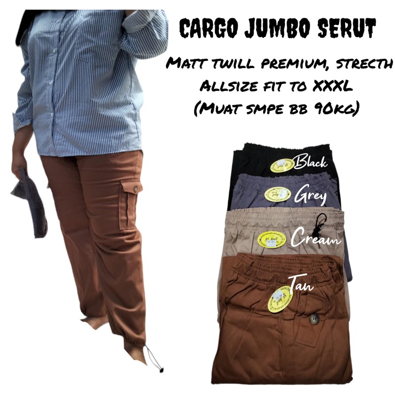 Celana cargo kulot uniqlo wanita JUMBO JOGGER / serut bawah